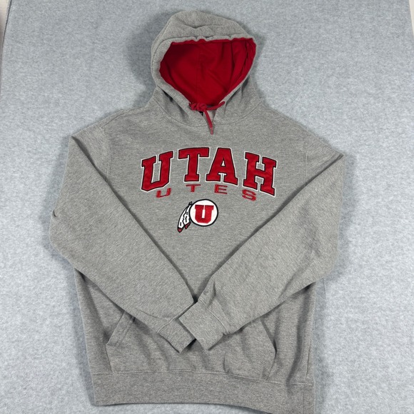Colosseum Other - Colosseum Utah Utes Mens Hoodie Gray Red Pullover Sweatshirt Size Large NCAA